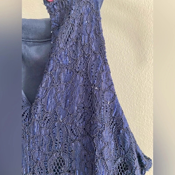 RICKI’S Navy Blue Dressy Lace High Neck Full Length Tank Top Size XS - Picture 8 of 10